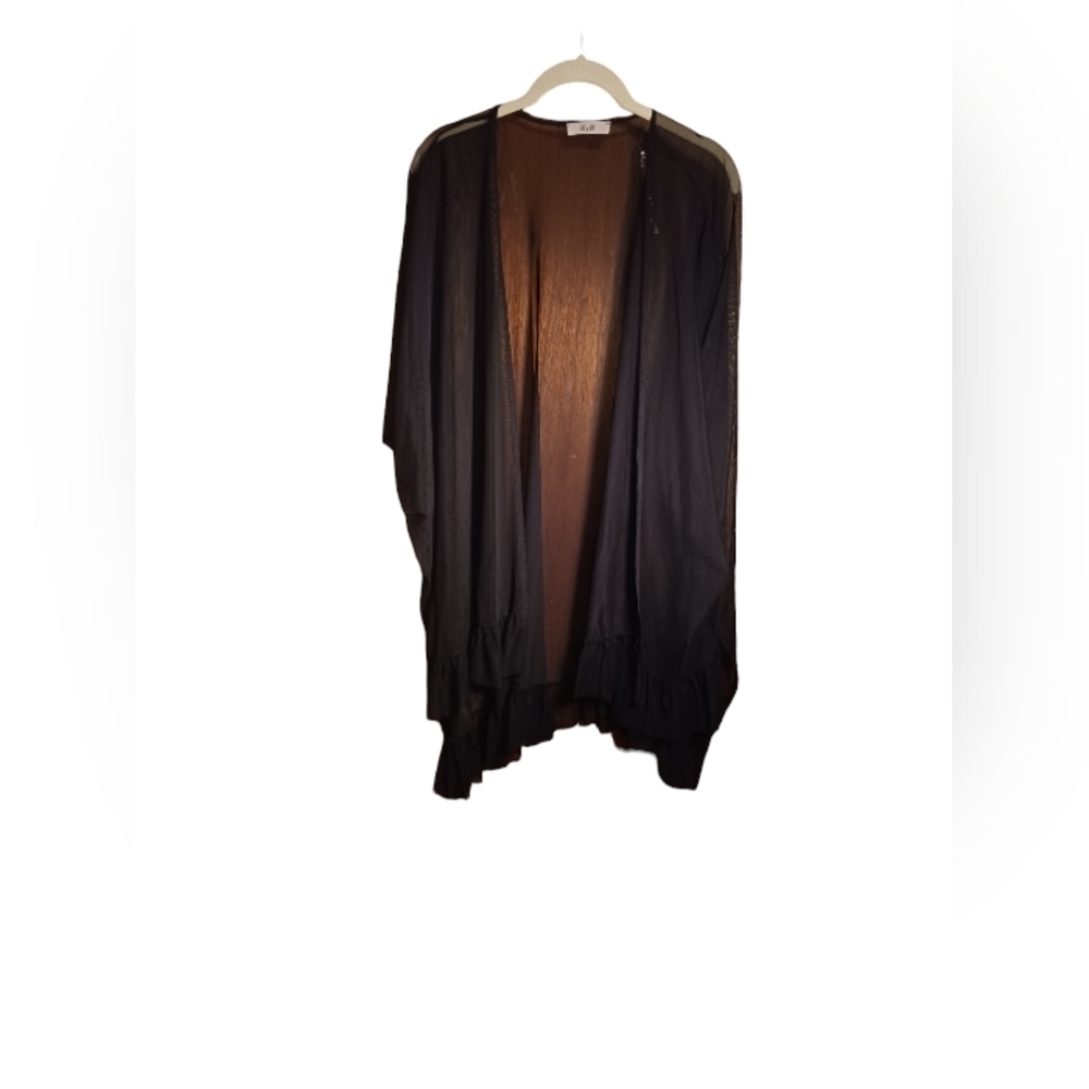 Jade by Jane Sheer Black Overlay Robe Sleeveless Sexy Honeymoon GOTH VAMP Witchy